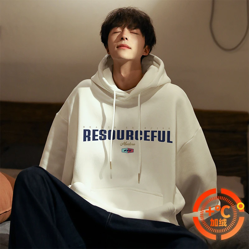 MTVO迈特优加绒可选连帽卫衣青少年宽松百搭上衣美式学生衣服5514