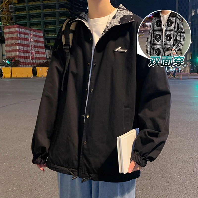 春秋季休闲宽松潮流ins韩版学生港风百搭痞帅帅气双面夹克2120