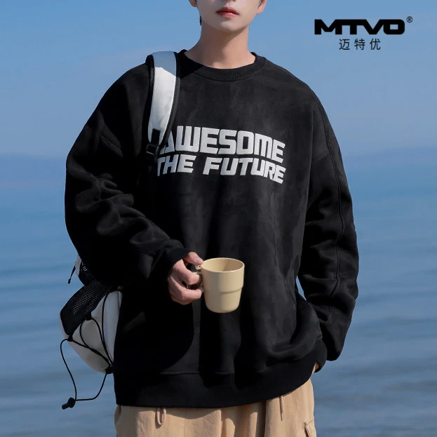 MTVO 迈特优秋季新款宽松高街圆领卫衣男帅气百搭休闲套头 6902