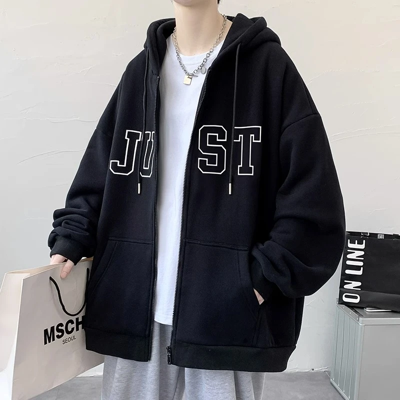 外套男士春秋季新款潮牌连帽夹克上衣春秋款青少年拉链开衫卫衣SX