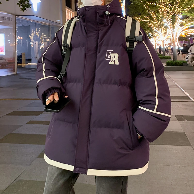 现货！迈特优加厚学院风冬季连帽棉服宽松男士保暖外套6326