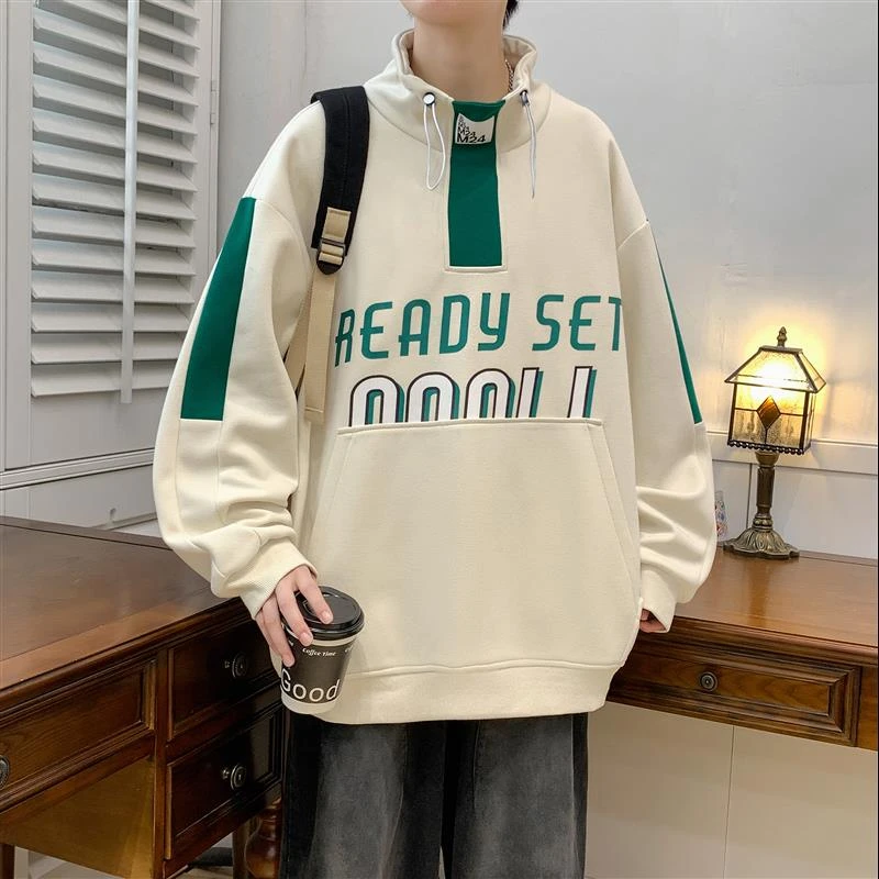 迈特优春秋韩版ins宽松百搭学生港风加绒套头印花长袖23277