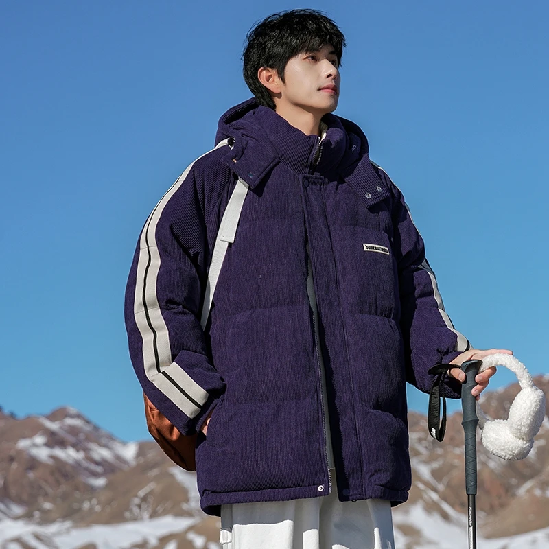 迈特优男士秋冬连帽户外运动情侣宽松加厚保暖防风男长款棉服9325