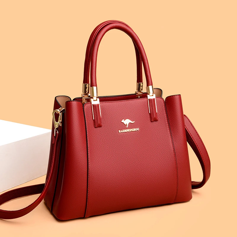 专柜正品真皮女包时尚百搭手提包气质休闲中年妈妈包新娘包单肩包