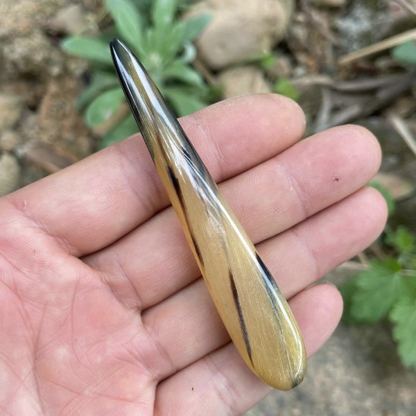 新90尖豆 天然羊角毛衣勾针柄蕾丝手钩编织工具 原创手工一物一图