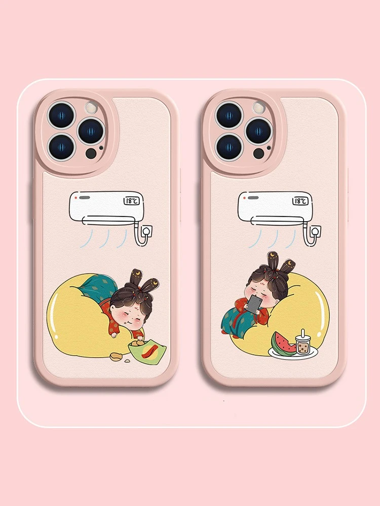 适用苹果17/华为mate60/小米14/oppo/vivo趣味美人个性防摔手机壳