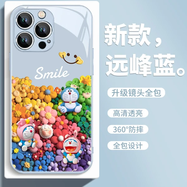 适用苹果17/华为/小米/oppo/vivo动漫可爱草莓熊叮当猫网红手机壳
