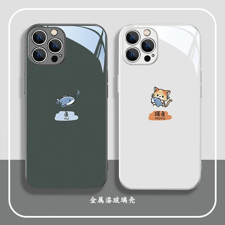 适用于苹果/华为/小米/oppo/vivo可爱摸鱼情侣时尚卡通爆款手机壳