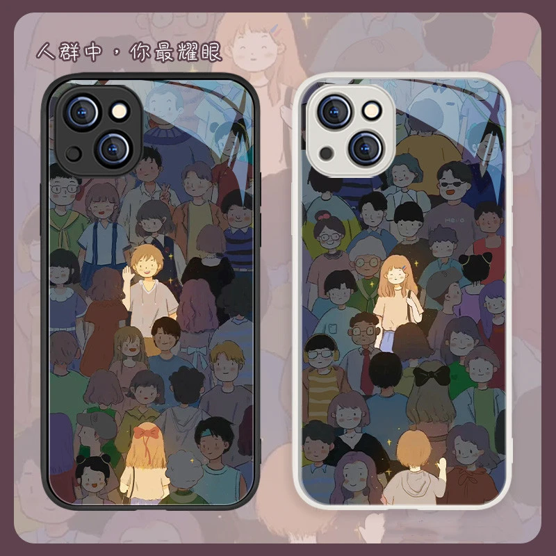 适用于苹果/华为/小米/oppo/vivo新款情侣创意颜值液态玻璃手机壳