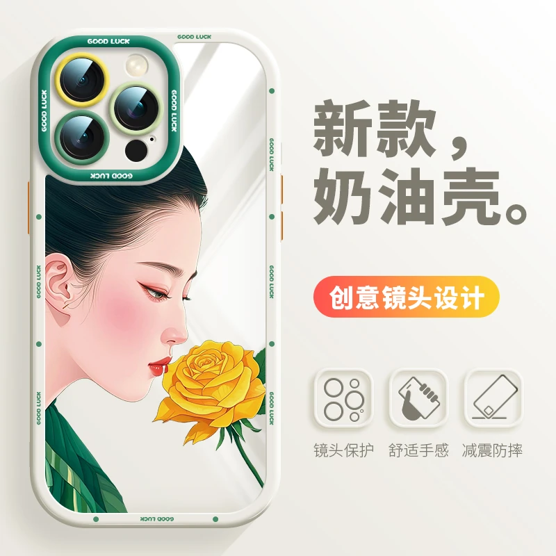 适用苹果/华为荣耀玫瑰的故事pura70网红创意15pro时尚个性手机壳