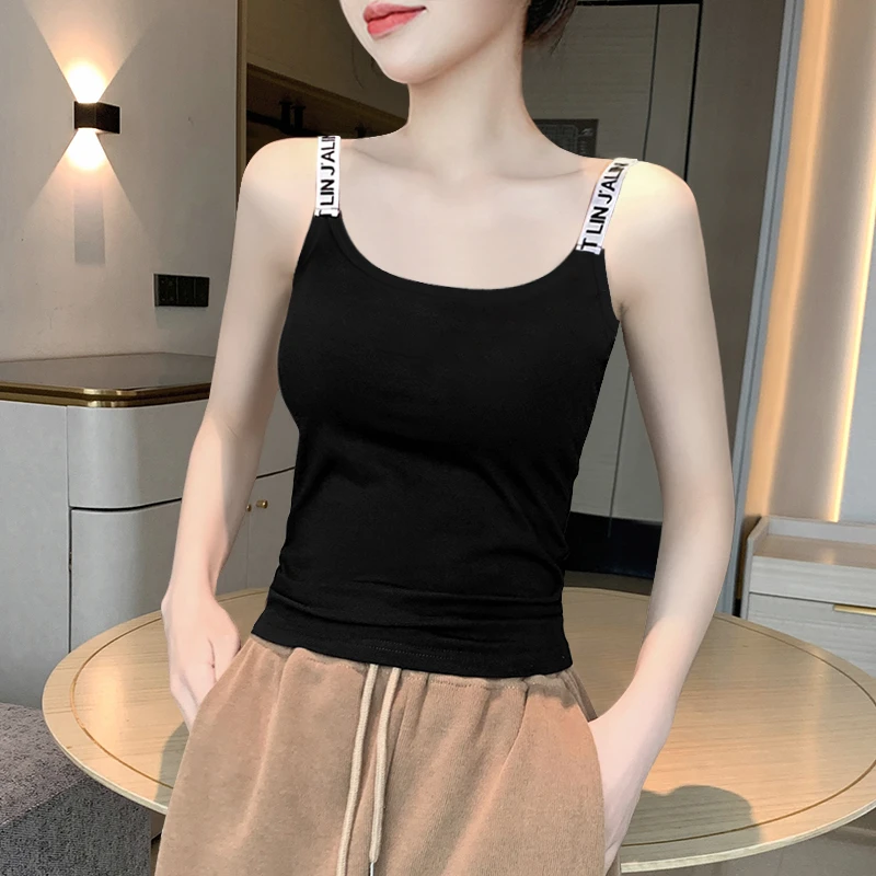 黑色小吊带背心女夏外穿修身百搭纯棉紧身显瘦短款内搭薄款上衣