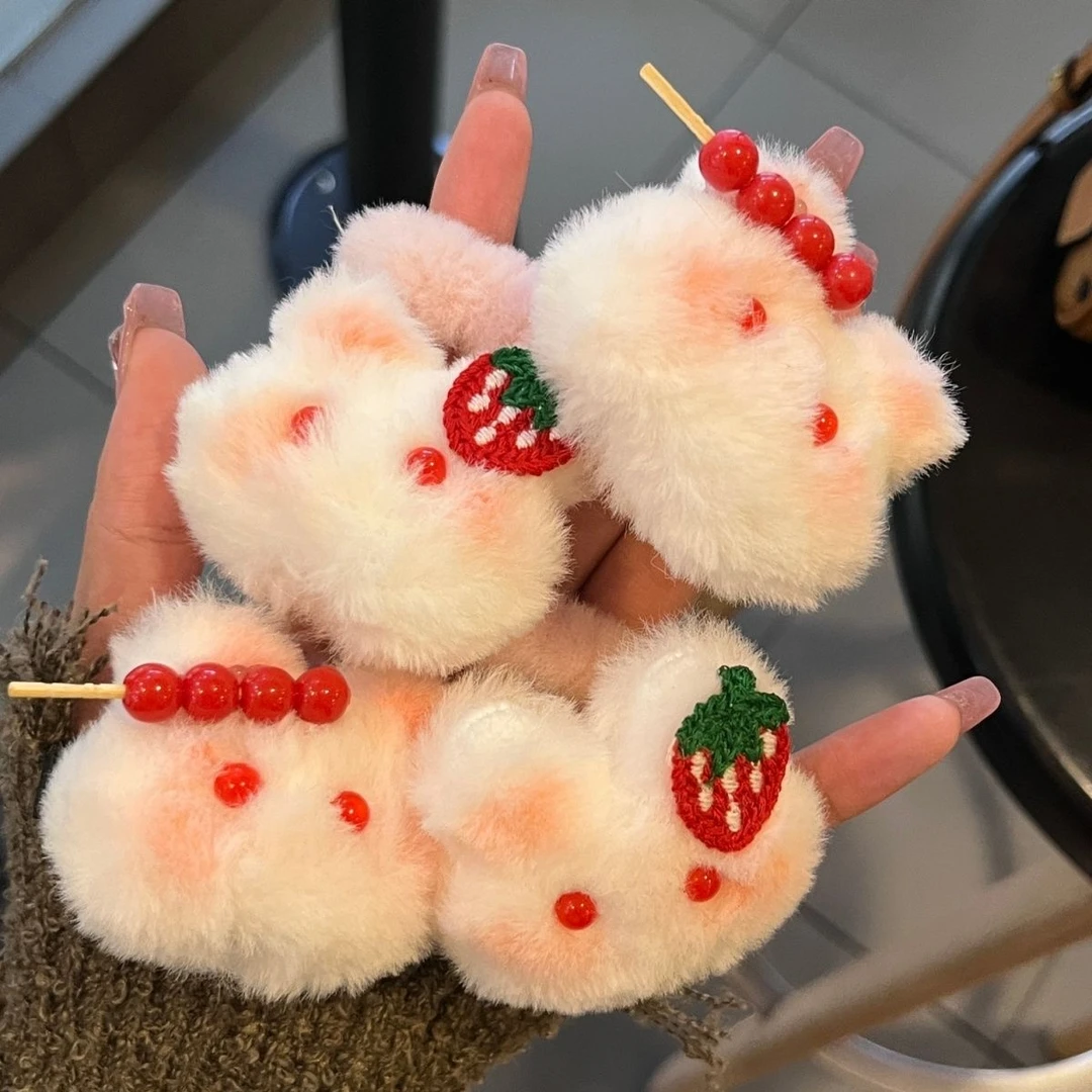 软萌冰糖葫芦小兔毛茸茸发圈ins少女可爱腮红兔发绳学生马尾发夹
