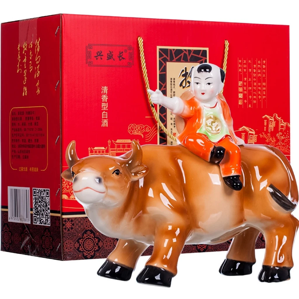 兴盛长牧童彩牛清香型白酒53度1.5L