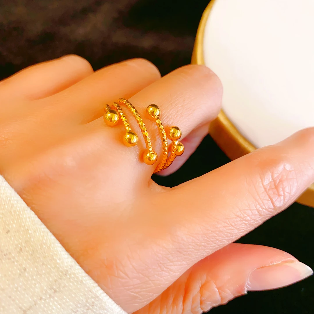 铜合金戒指  六六大顺开口戒指