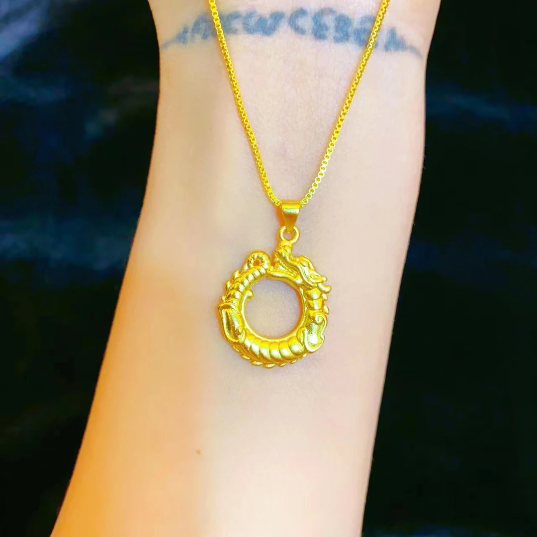 铜合金项链 龙型平安扣项链