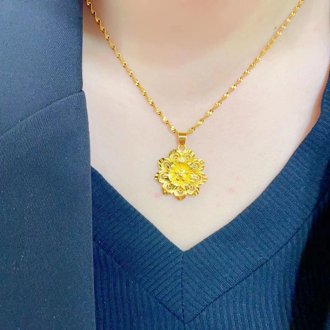 铜合金项链 镂空太阳花项链