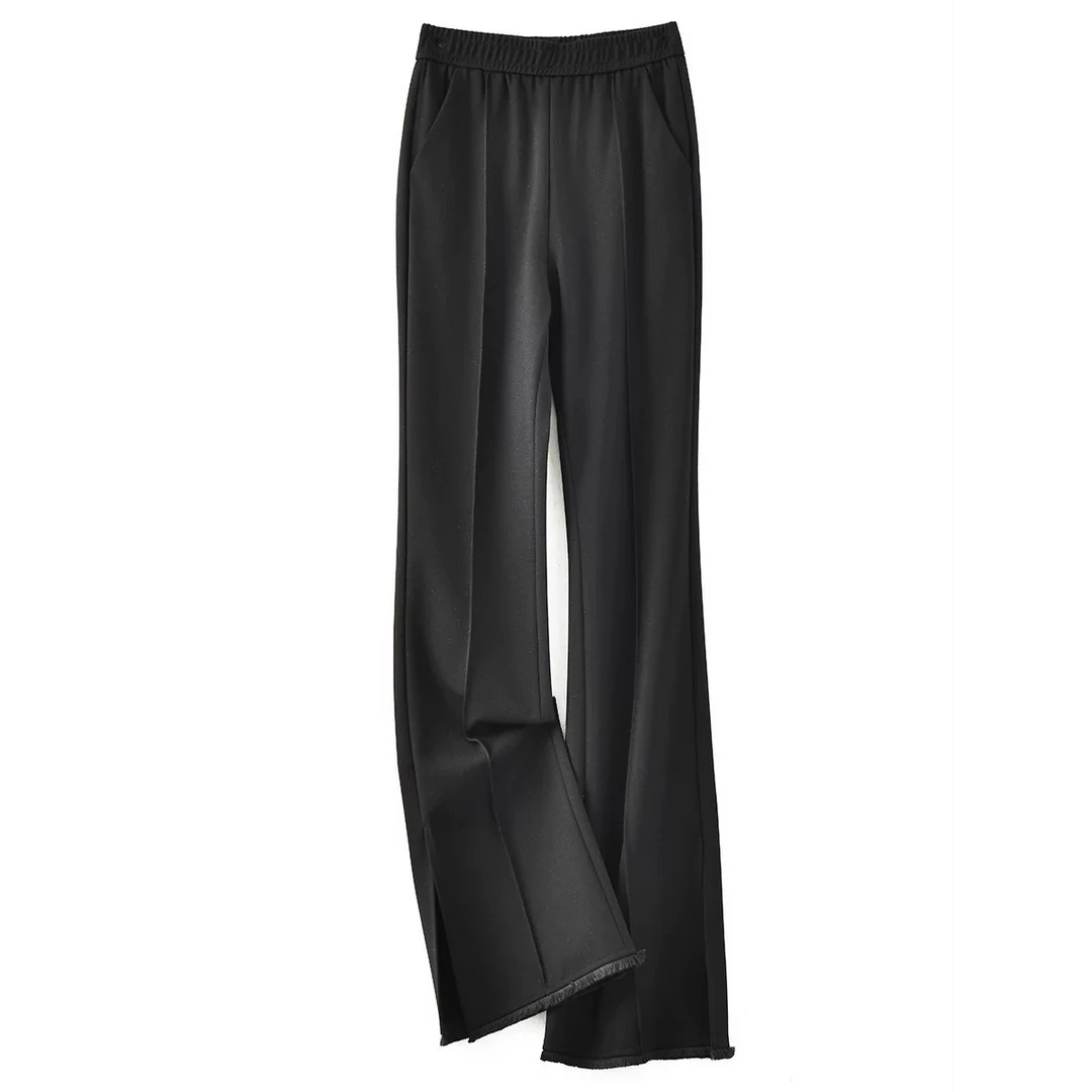 【no退no换 谨慎下单】微喇裤开叉毛边高腰百搭喇叭裤 99276