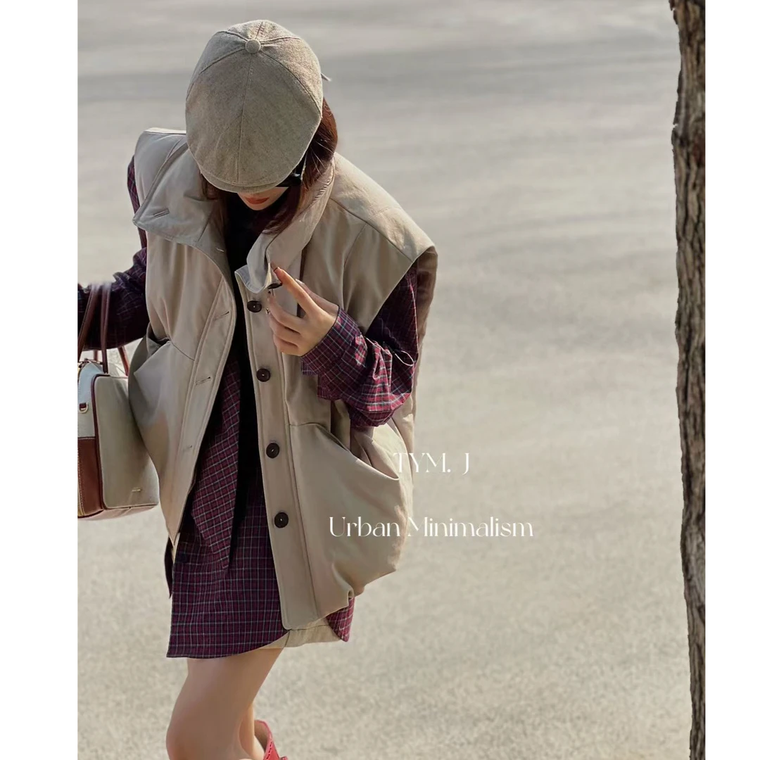 【no退no换 谨慎下单】翻领纯色单排扣羽绒无袖马甲 56199