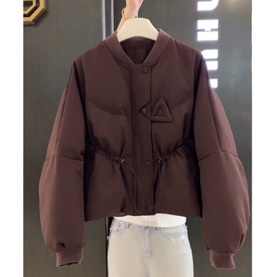 【no退no换 谨慎下单】气质三角标抽绳收腰保暖休闲羽绒服56237