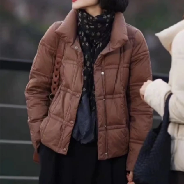 时尚休闲百搭秋冬立领白鸭绒羽绒服洋气短外套