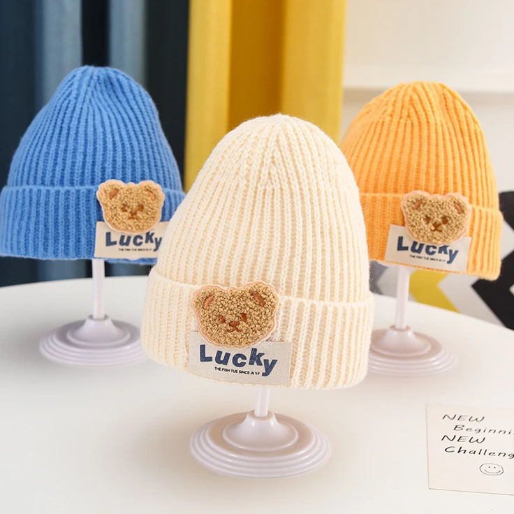 帽子秋冬款可爱萌毛线宝宝保暖套头帽新生婴幼儿针织冬帽婴儿秋季