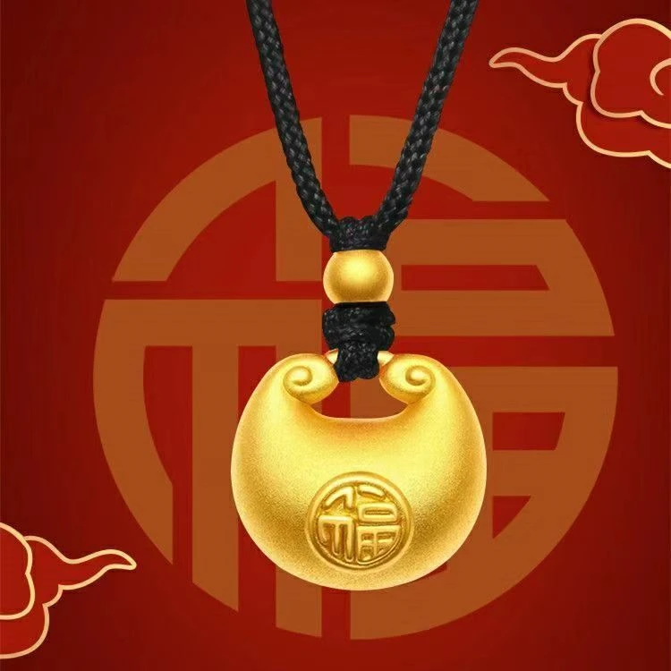 铜合金吊坠 胖福实心吊坠新中式金色时尚项链专柜直发