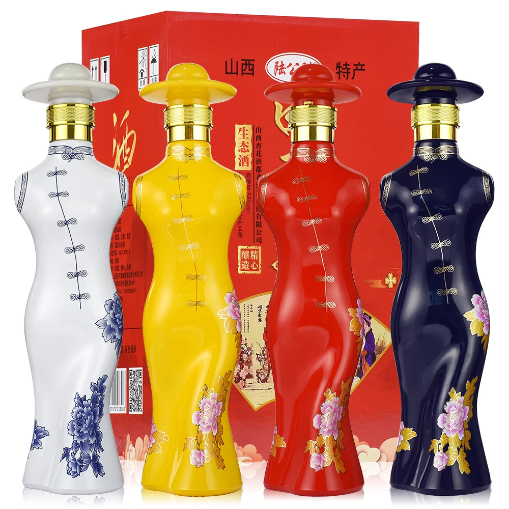 陆公腊四大美女整箱4瓶53度高度500ml礼盒白酒53%Vol