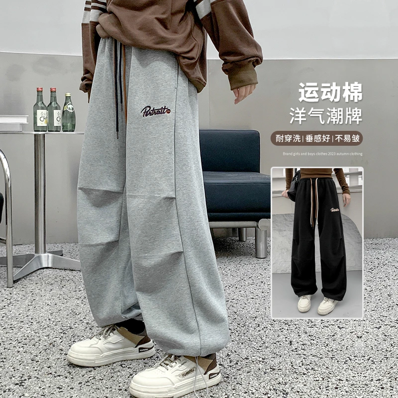 【断码特价清】女童运动裤春秋款裤子宽松休闲裤儿童潮牌运动裤