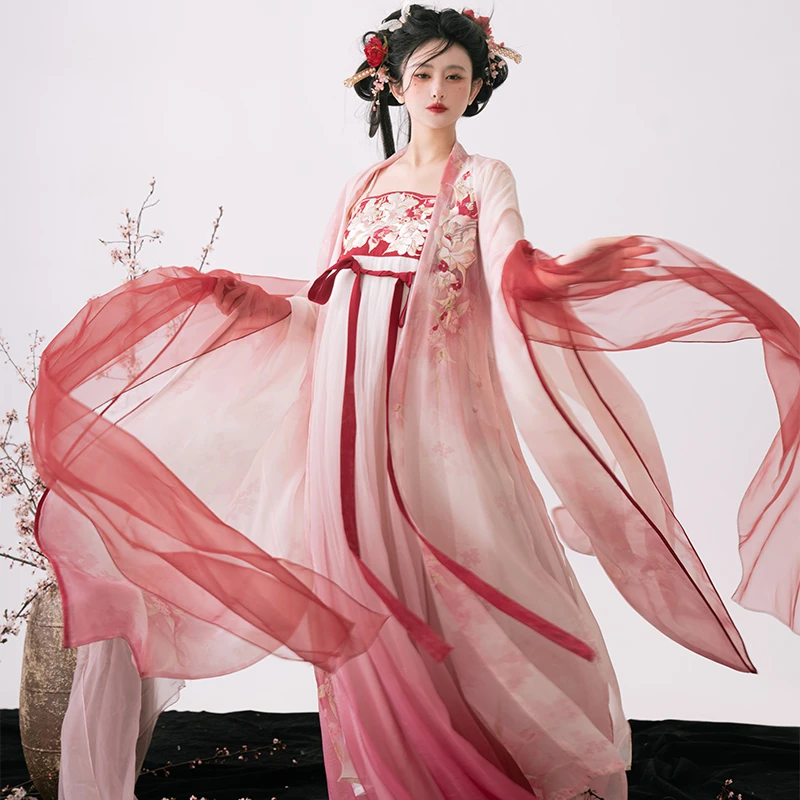 老板娘清货【海棠春宴】图原创刺绣诃子裙绣花大袖衫汉服唐制