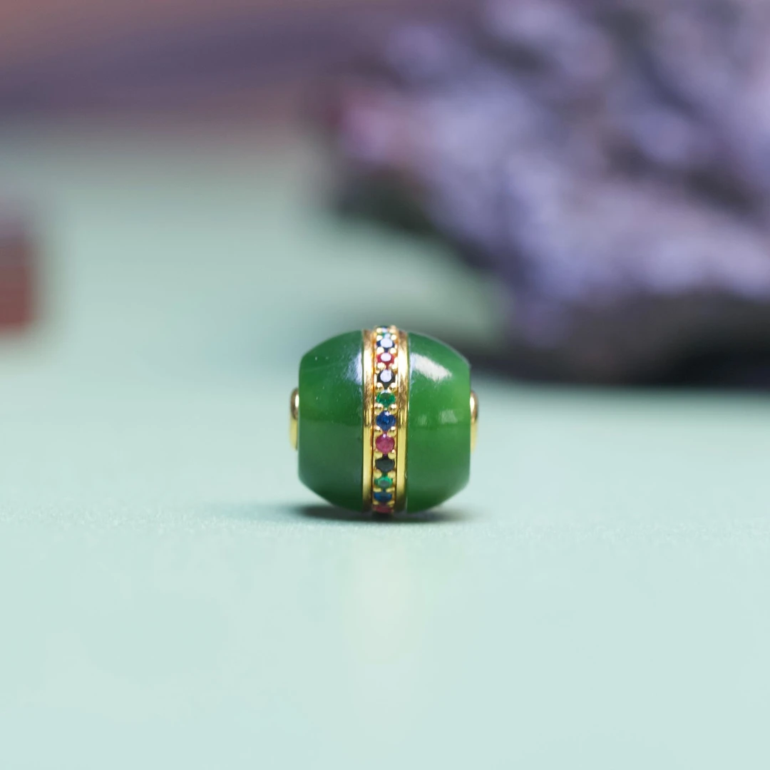 【上品典藏】和田玉碧玉汉堡珠配饰顶珠阶轻奢俄碧国风轻奢手工制作