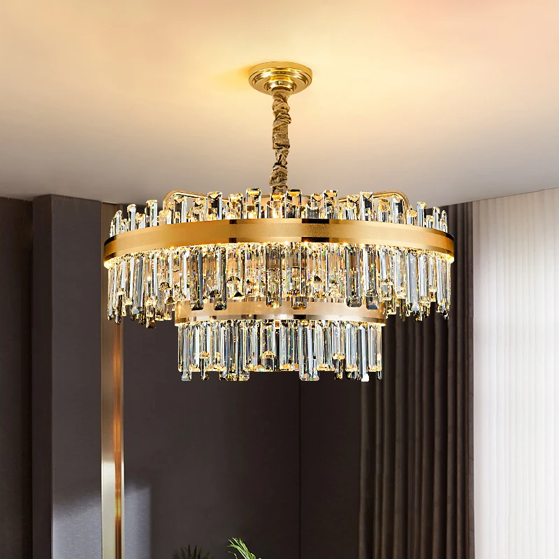 现代轻奢圆形水晶吊灯轻奢水晶吊灯K9水晶吊灯客厅水晶灯套餐组合