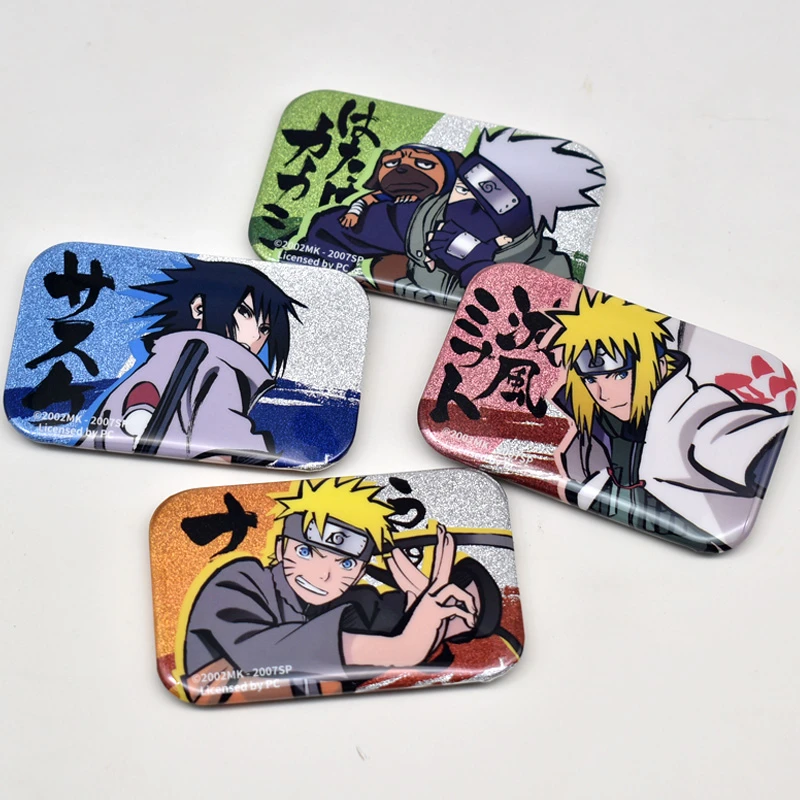 正版火影忍者徽章方形水墨波风水门卡西漩涡鸣人佐助动漫周边吧唧