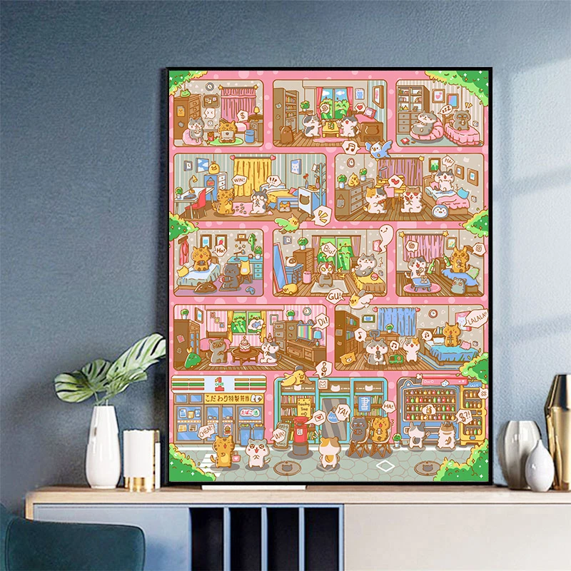 diy数字油画版权插画客厅填色休闲绘画房间装饰手工画画画家颜值