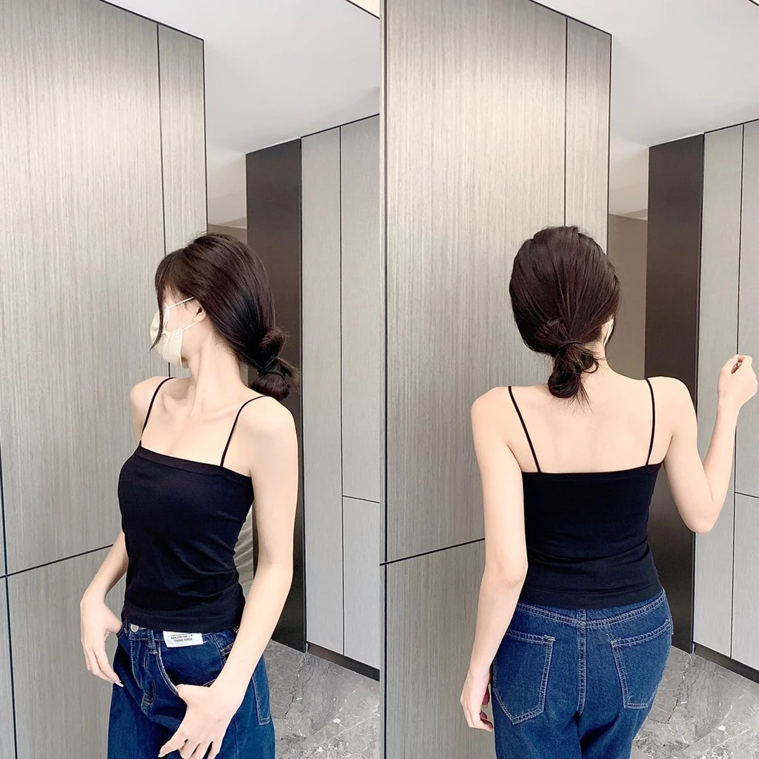 圆大梦微胖定制【WT578】微胖mm气质吊带美背心女大码带胸垫
