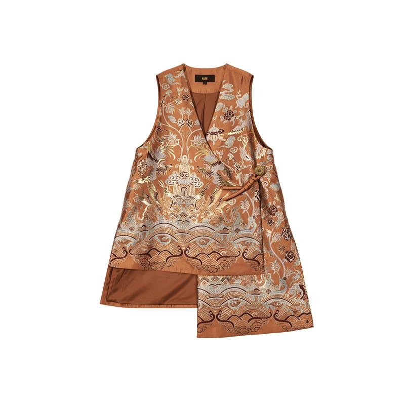 轮廓悦江山国风新中式缎面马甲时尚休闲复古提花气质马夹L233Y025