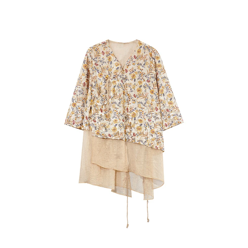 吉丘古儿衬衣甜美可爱风格衣服丝绒雕刻印花通勤衬衫女G231Y051