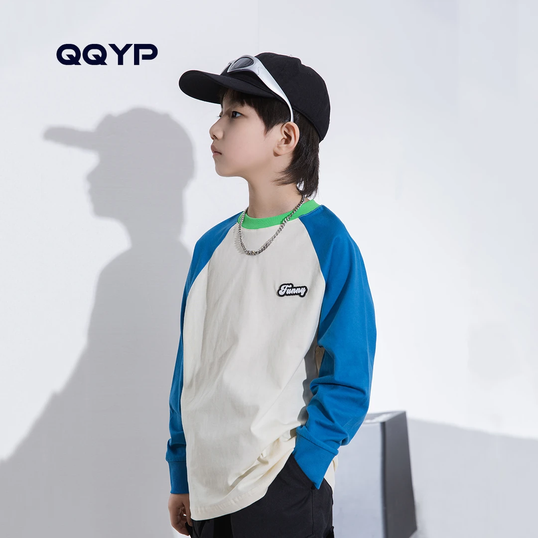 男童长袖T恤2025春秋装新款中大童韩版插肩袖打底衫儿童上衣