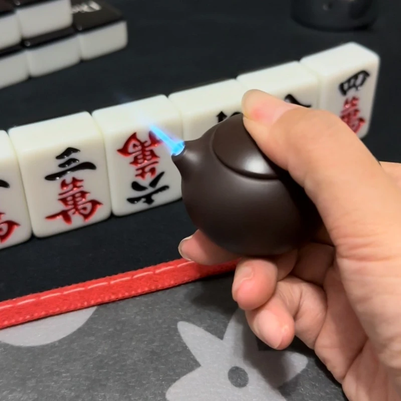 开壶把把胡创意打火机网红防风铁壶把胡粉色KT發財麻将点烟器新款