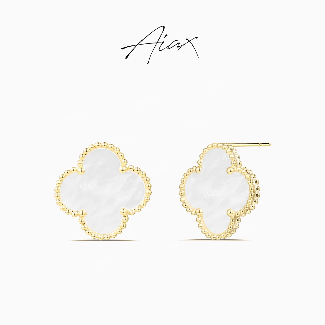 AIAX 七夕节 法式轻奢时尚感气质百搭简约幸运四叶耳环TSL778