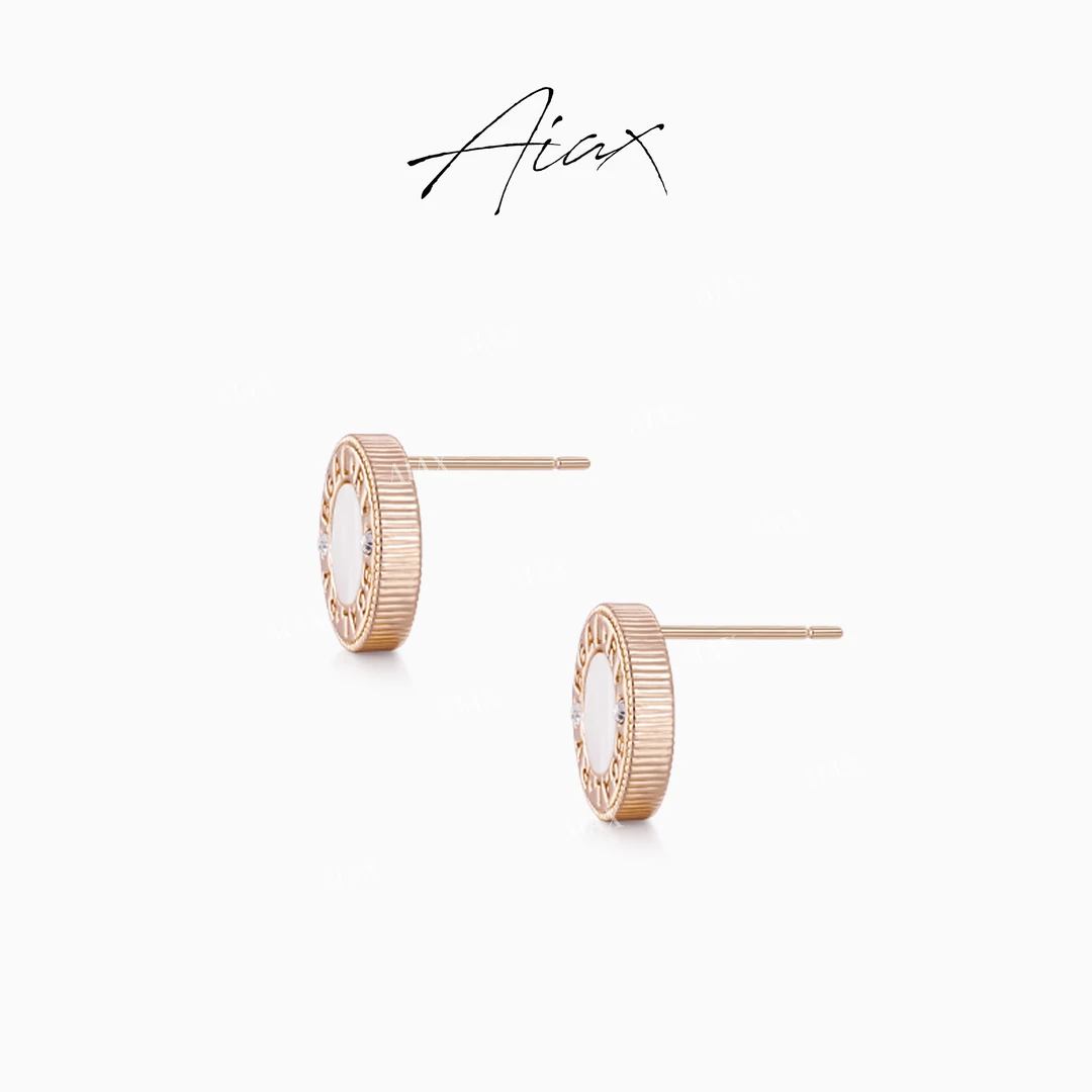 AIAX  流光风 轻奢百搭手工简约精致圆饼字母耳环TSL954