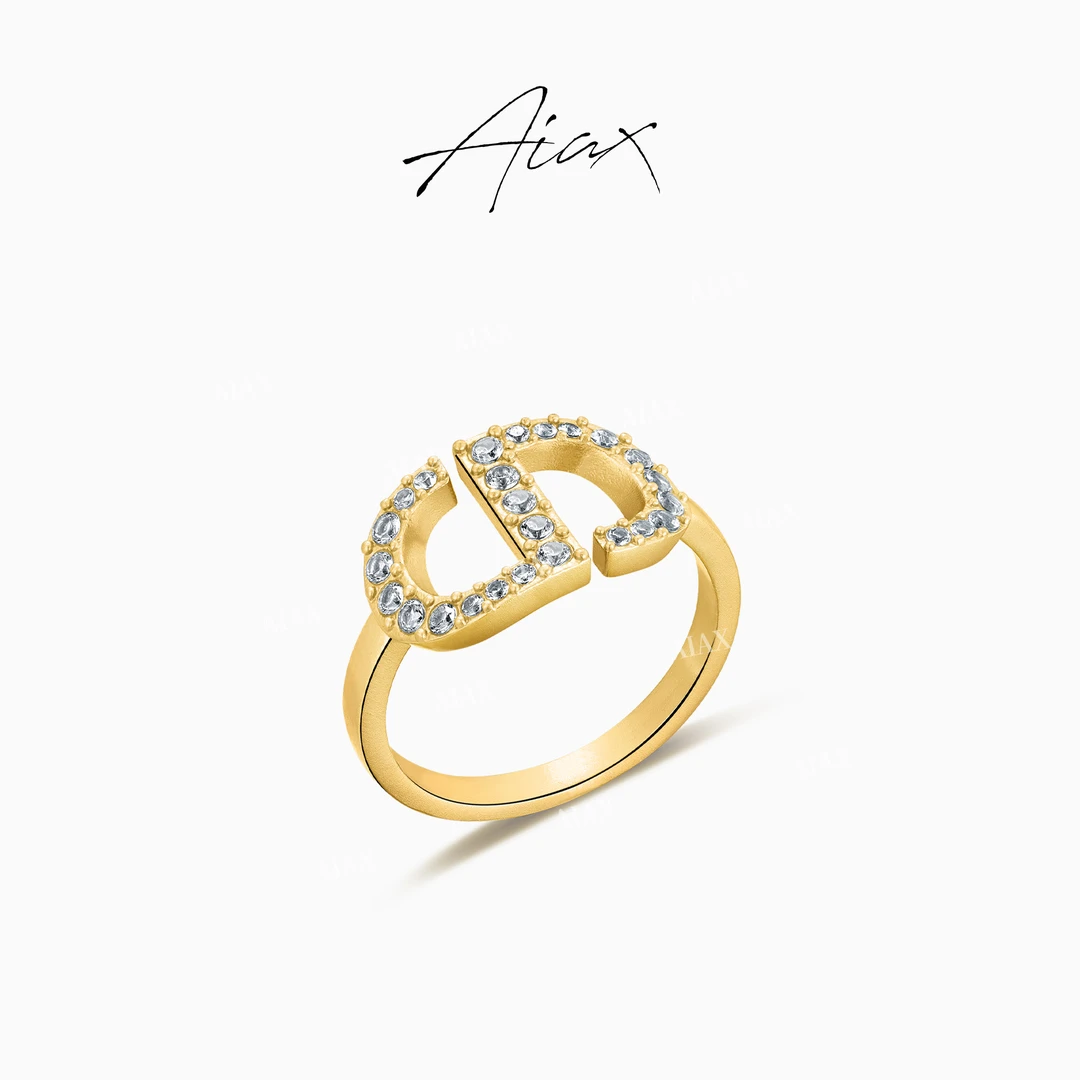 AIAX  镀K金 轻奢气质简约时尚个性经典字母戒指TSS7591