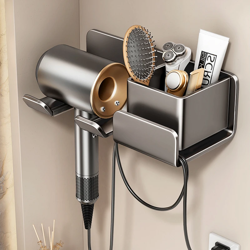 点砚吹风机置物架免打孔卫生间壁挂电吹风支架浴室风筒收纳