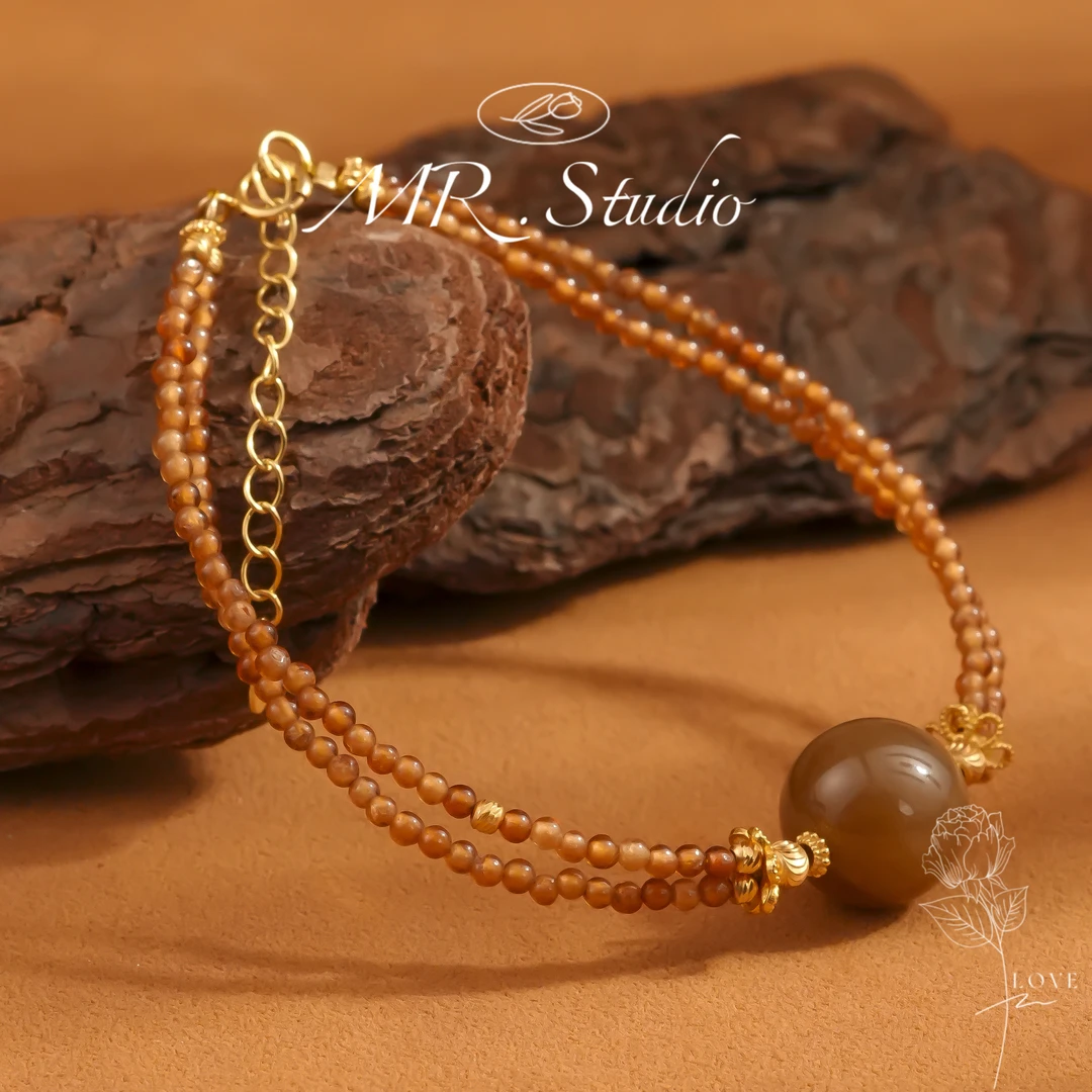 木润【糖玉】天然和田玉糖玉石榴石手链