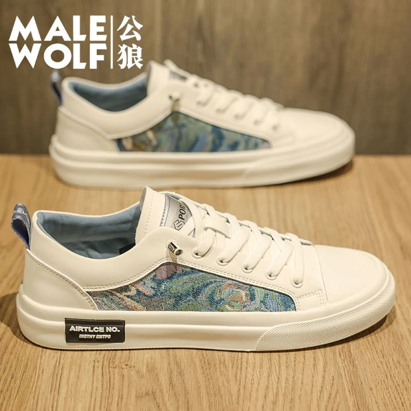 公狼男鞋2025秋季新款轻奢休闲运动鞋潮流爆款轻便高颜值帆布鞋
