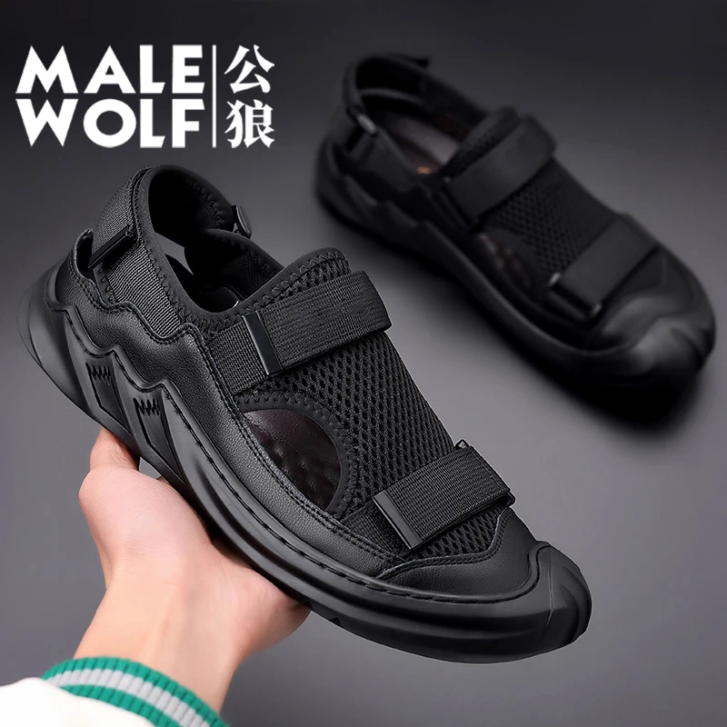 凉鞋2025新款防滑男士懒人鞋子潮流套脚包头沙滩鞋男