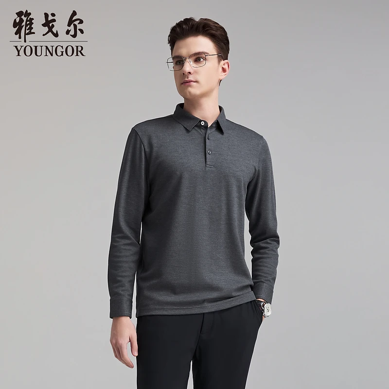 雅戈尔2024秋冬新品休闲商务雅戈尔青年男长袖POLO衫合509974