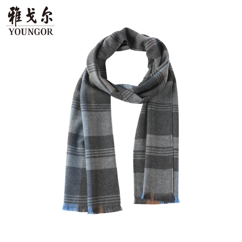 【颜色随机】雅戈尔秋冬商务休闲男士羊毛保暖围巾长方形时尚潮流