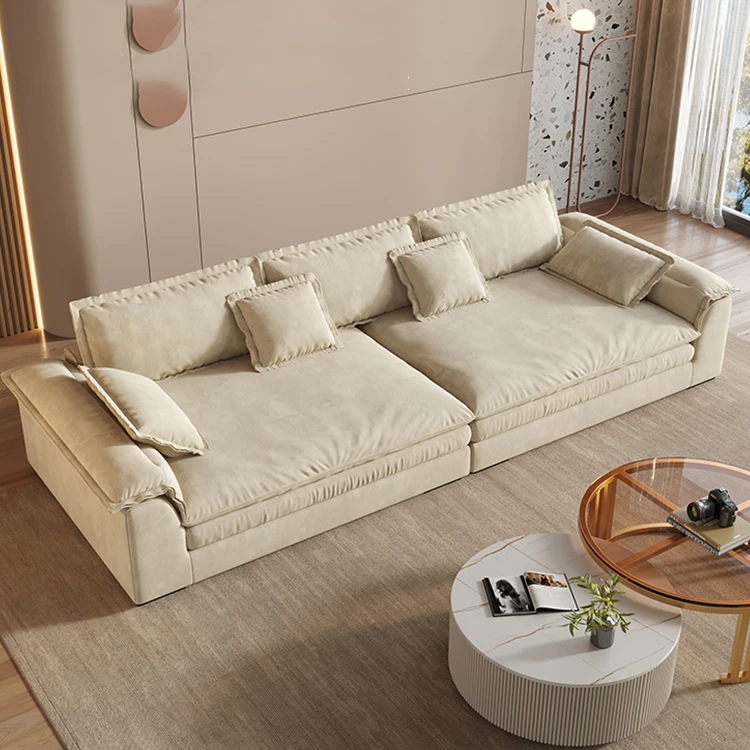 2025新款客厅沙发布艺懒人轻奢乳胶超大坐宽公寓家用大型出租房屋