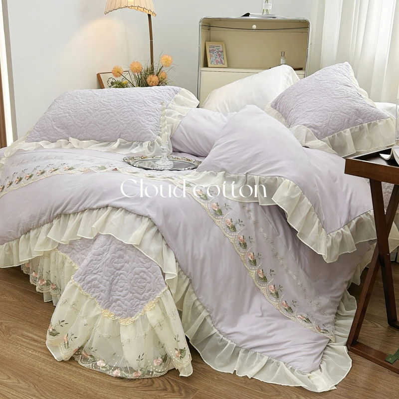 ※公主风法式轻奢克拉恋人系列【四件套±6.6斤】被罩款床品套件