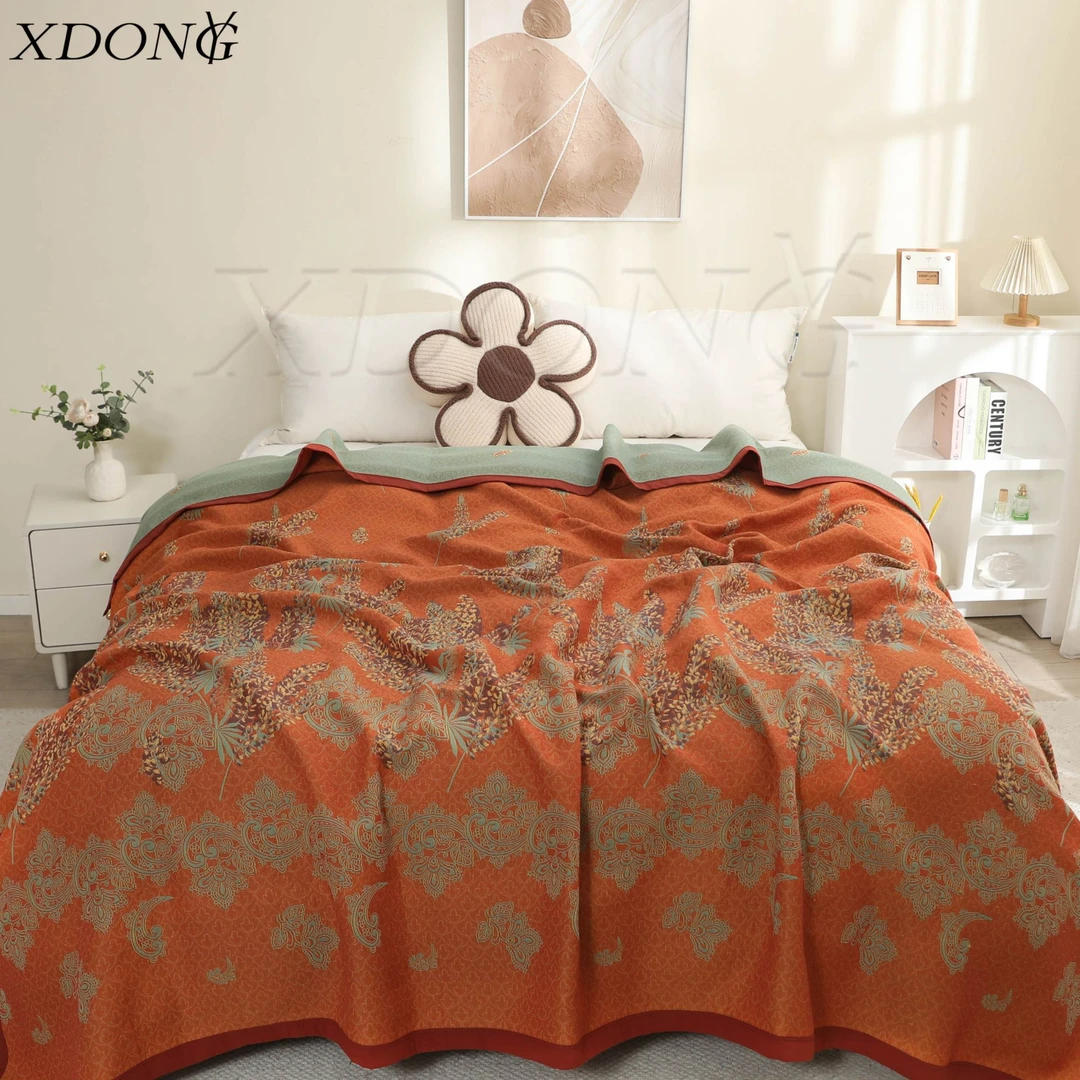 XDONGY（冬云家纺）240*250高定蚕蛹蛋白 巴山蜀 橙色 丝柔毯